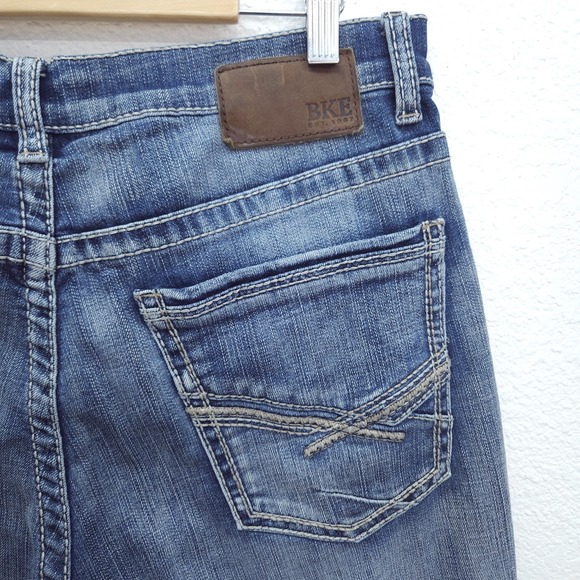 MENS BKE Tyler Straight Jeans Medium Wash Stretch Zip/Button Fly Size 34 x 34 - Picture 10 of 12